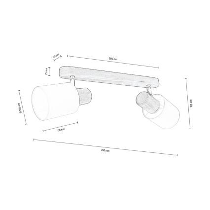 Deckenspotleuchte TRENDY 2xE27/15W/230V Kiefer – FSC-zertifiziert