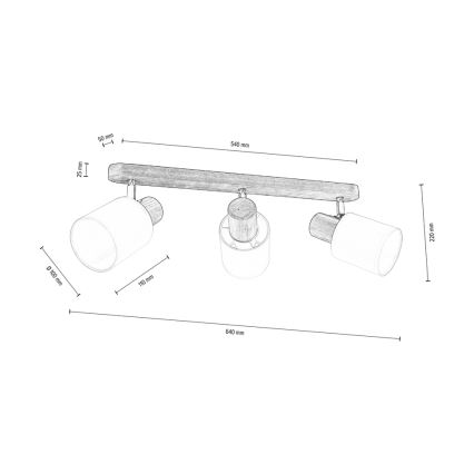 Deckenspotleuchte TRENDY 3xE27/15W/230V Nussbaumholz – FSC-zertifiziert