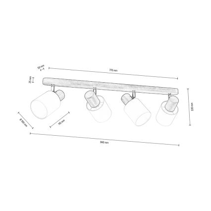 Deckenspotleuchte TRENDY 4xE27/15W/230V Nussbaumholz – FSC-zertifiziert