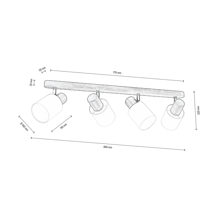 Deckenspotleuchte TRENDY 4xE27/15W/230V Nussbaumholz – FSC-zertifiziert