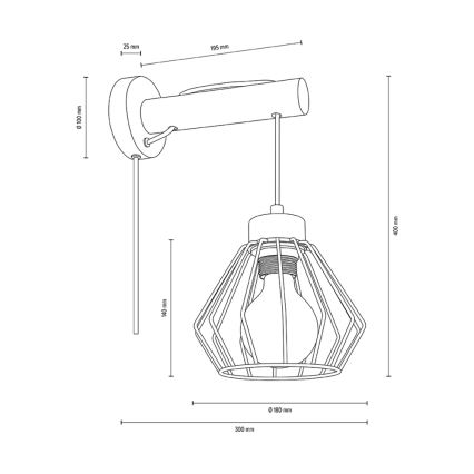 Wandlampe MUG 1xE27/15W/230V Nussbaumholz – FSC-zertifiziert