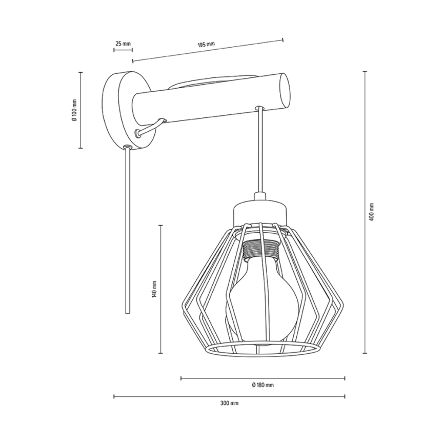 Wandlampe MUG 1xE27/15W/230V Nussbaumholz – FSC-zertifiziert