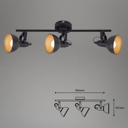 Spotleuchte 3x E14/40W/230V, schwarz