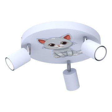 Spotleuchte für Kinder FUN 3xGU10/8W/230V blau/Katze