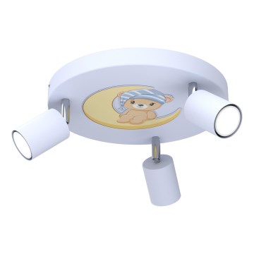 Spotleuchte für Kinder FUN 3xGU10/8W/230V blau / kleiner Bär