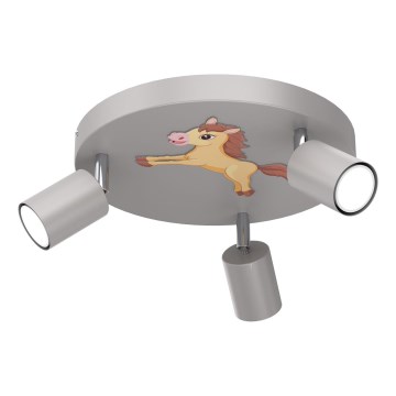 Spotleuchte für Kinder FUN 3xGU10/8W/230V grau/Pferd