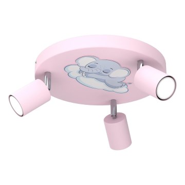 Spotleuchte für Kinder FUN 3xGU10/8W/230V rosa/Elefant