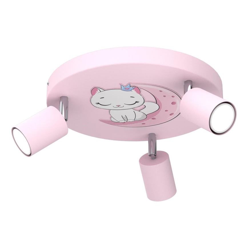Spotleuchte für Kinder FUN 3xGU10/8W/230V rosa/Katze