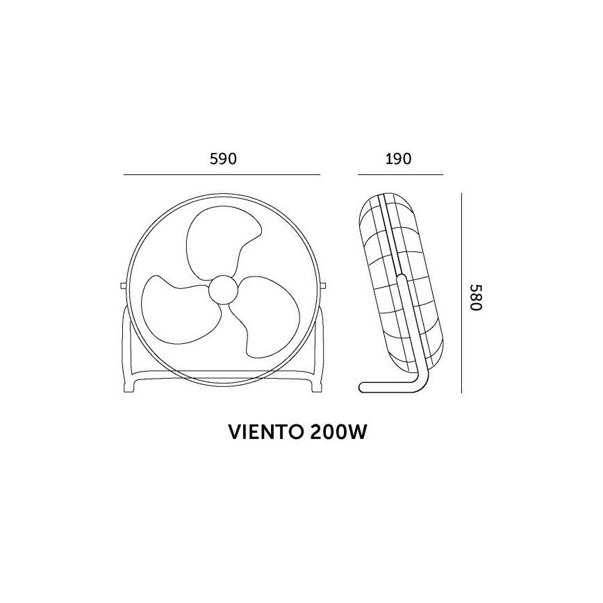 Standventilator VIENTO 200 W/230 V glänzender Chrom