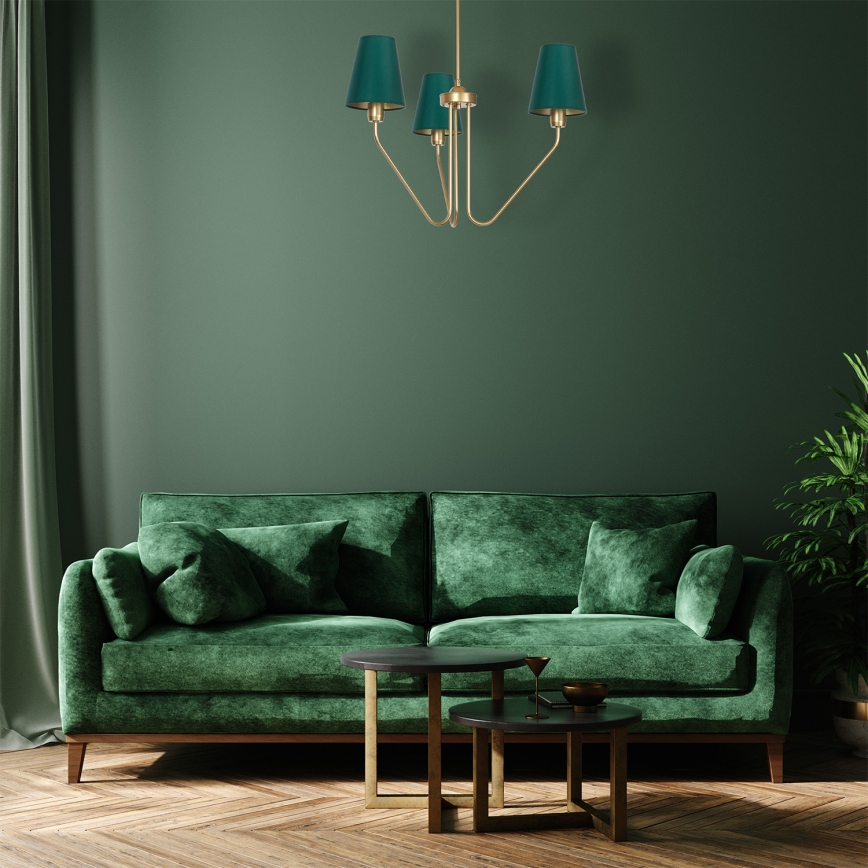 Stange-Kronleuchter  VICTORIA 3xE27/60W/230V grün