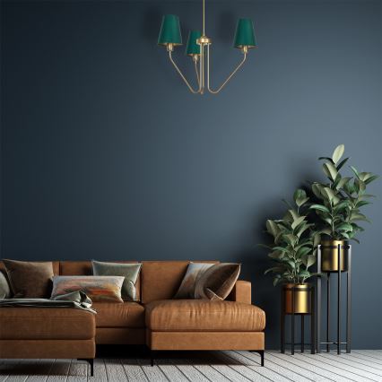 Stange-Kronleuchter  VICTORIA 3xE27/60W/230V grün