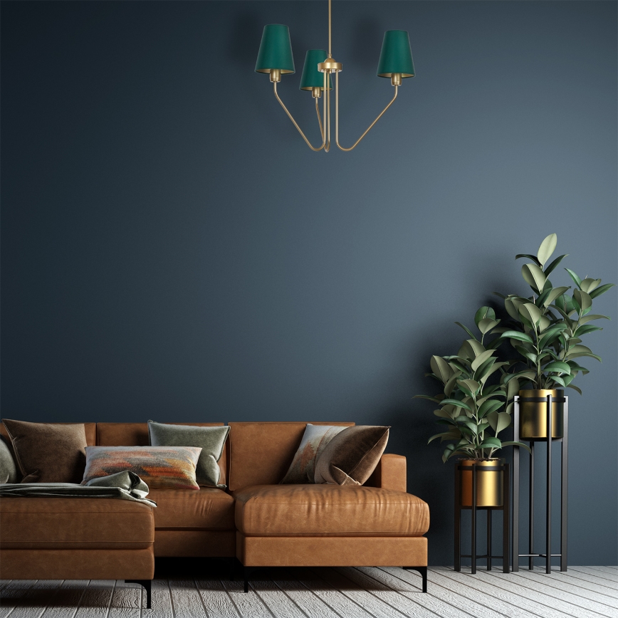 Stange-Kronleuchter  VICTORIA 3xE27/60W/230V grün