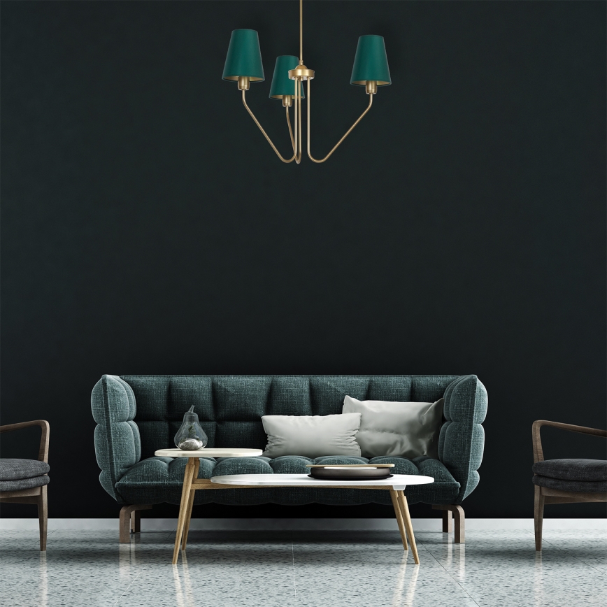 Stange-Kronleuchter  VICTORIA 3xE27/60W/230V grün