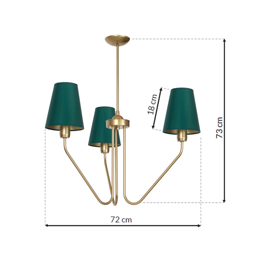 Stange-Kronleuchter  VICTORIA 3xE27/60W/230V grün