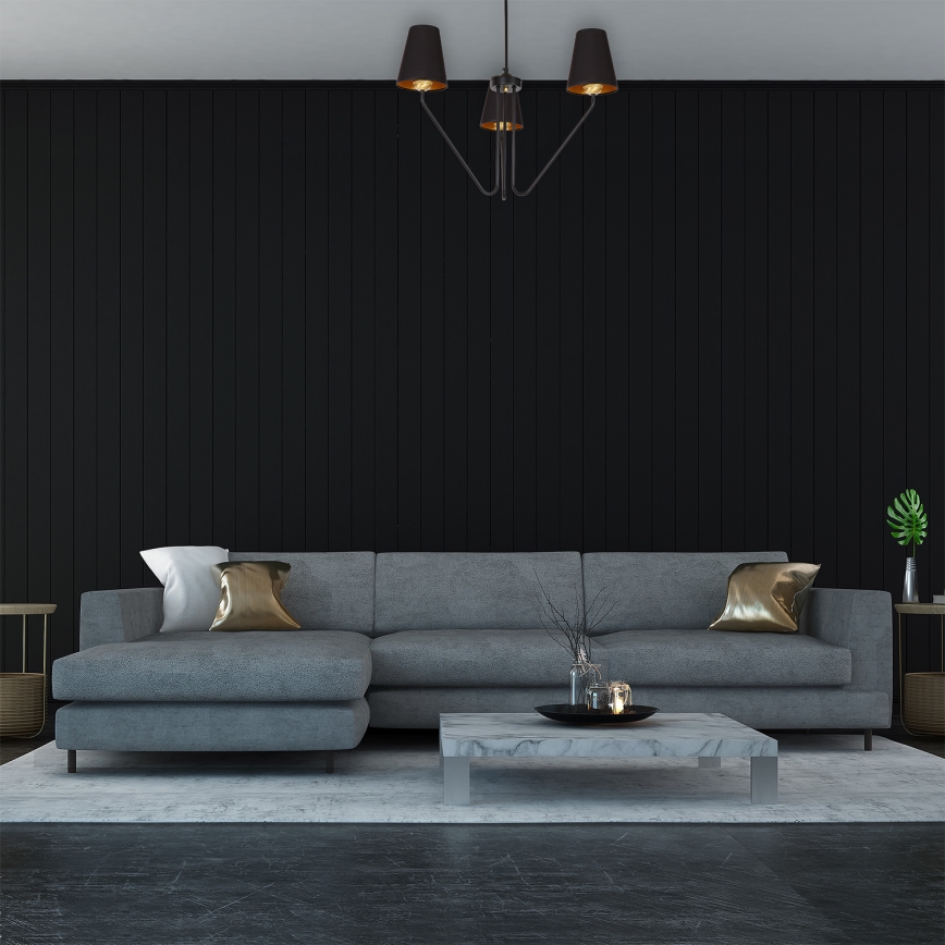 Stange-Kronleuchter  VICTORIA 3xE27/60W/230V schwarz