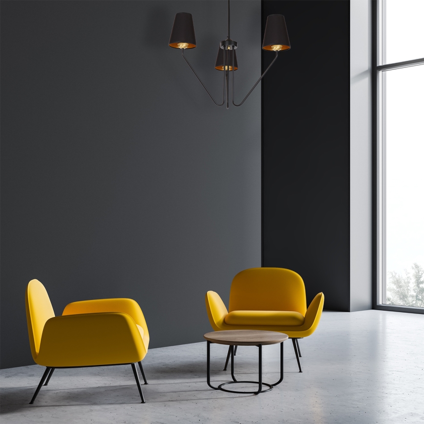Stange-Kronleuchter  VICTORIA 3xE27/60W/230V schwarz