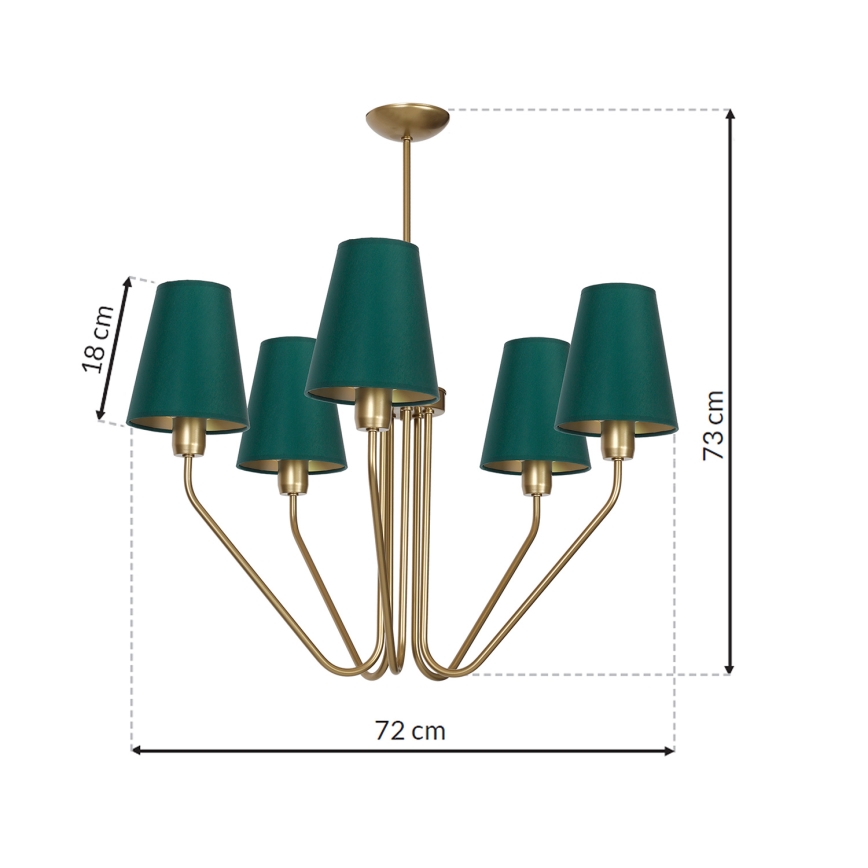 Stange-Kronleuchter  VICTORIA 5xE27/60W/230V grün