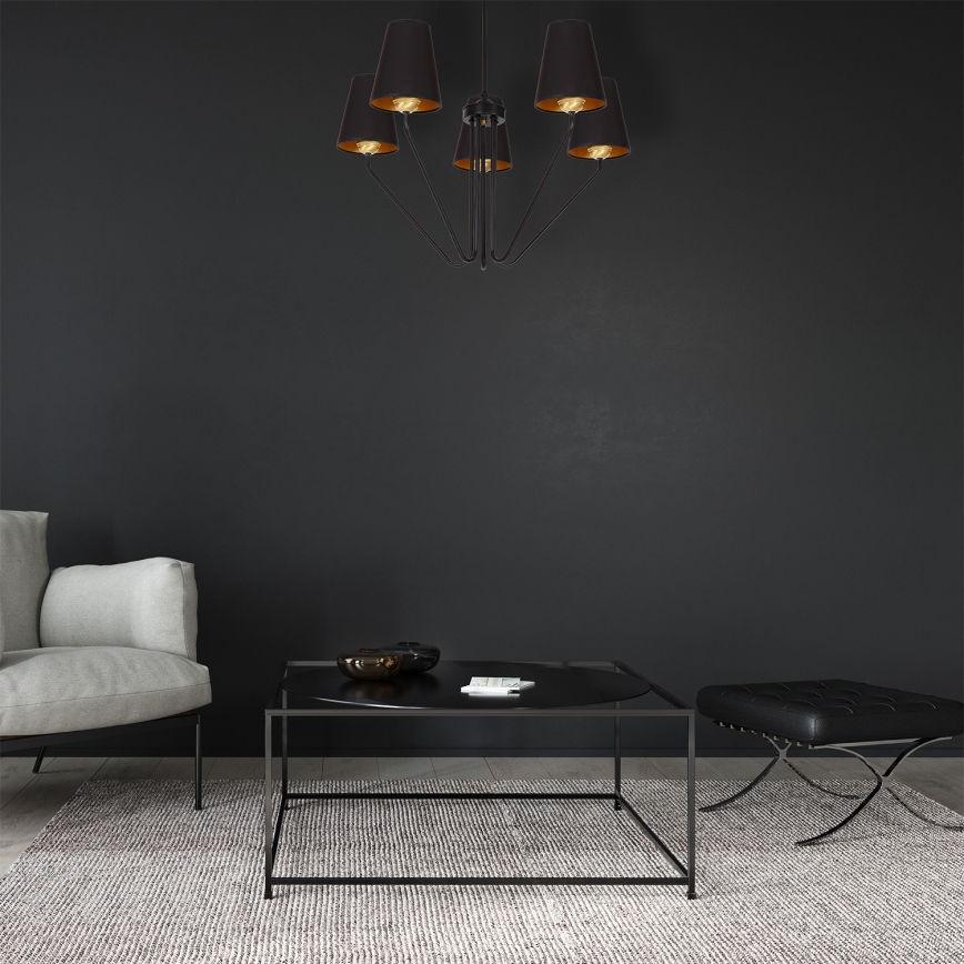 Stange-Kronleuchter  VICTORIA 5xE27/60W/230V schwarz