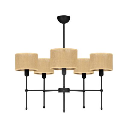 Stangen-Deckenleuchte MADELA 5xE14/40W/230V Jute/Schwarz