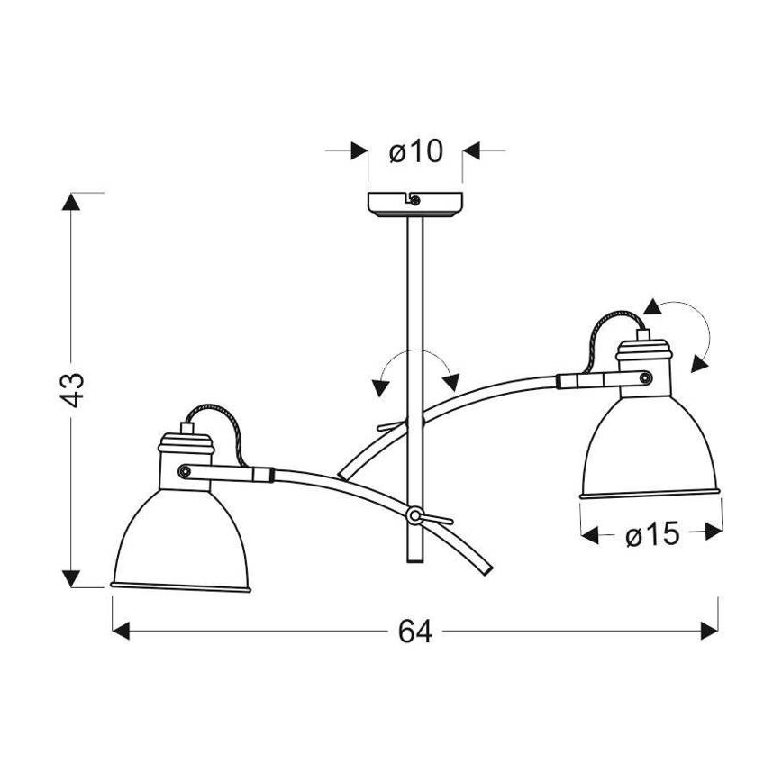 Stangen-Deckenleuchte ZUMBA 2xE27/60W/230V weiß/schwarz