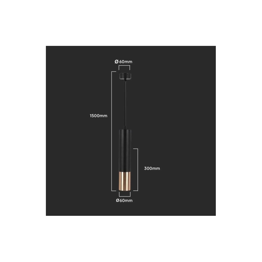 Stangen-Kronleuchter 1xGU10/35W/230V 30 cm schwarz/gold