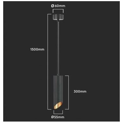 Stangen-Kronleuchter 1xGU10/35W/230V 30 cm schwarz