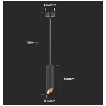 Stangen-Kronleuchter 1xGU10/35W/230V 30 cm schwarz