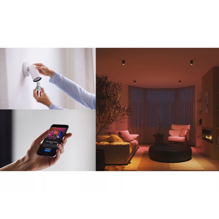 Starter-Set Philips Hue WHITE AND COLOR AMBIANCE 3xGU10/4,2W 2000-6500K + Hue Bridge und Dimmer Switch
