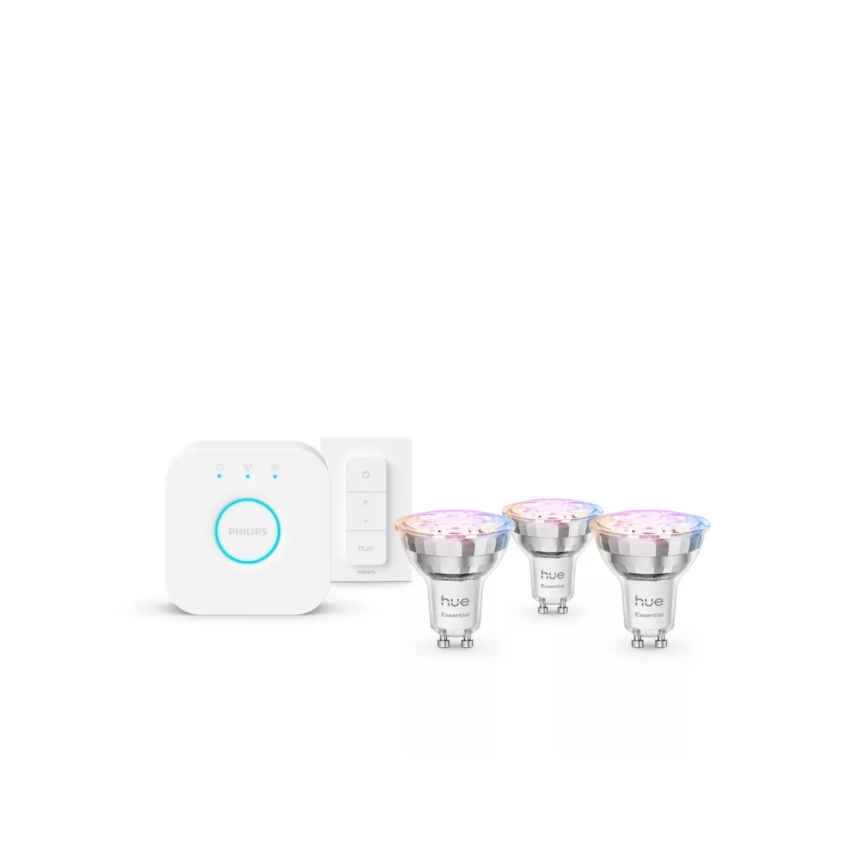 Starter-Set Philips Hue White and Color Ambiance Essential 3xGU10/4,7W/230V 2200-6500K + Hue Bridge
