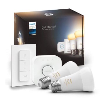 Starter-Set Philips Hue WHITE AMBIANCE 2xE27/8W/230V + Hue Bridge und Dimmschalter