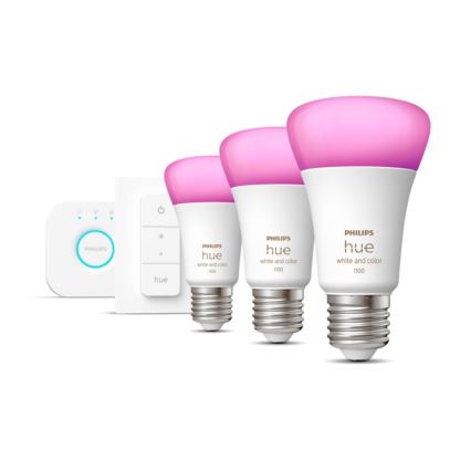 Starterpaket Philips Hue WHITE AND COLOR AMBIANCE 3xE27/9W 2000-6500K + Anschlussgerät