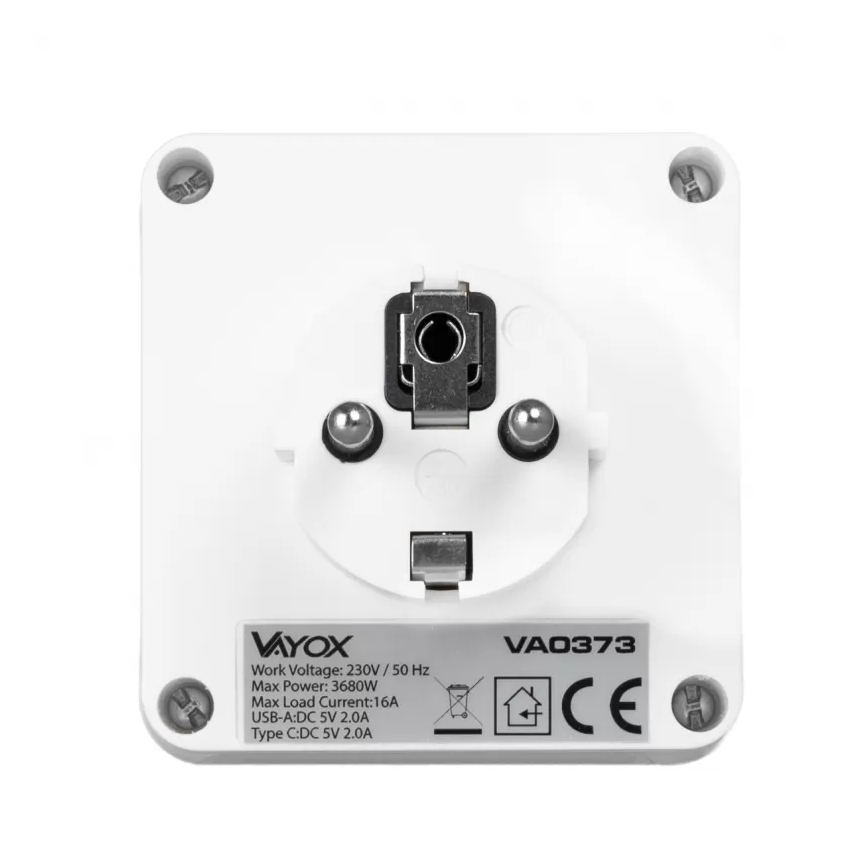 Steckdosenverteiler 2 Steckdosen + USB-C + USB-A mit LED-Beleuchtung LED/0,5W/230V 3000K