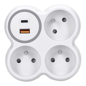 Steckdosenleiste 3x 16A + USB A+C Schnellladegerät 20W