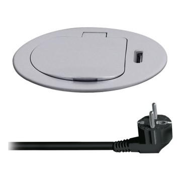 Steckdosenleiste für Tischplatte 1x230V + USB-C Power Delivery silbern/schwarz