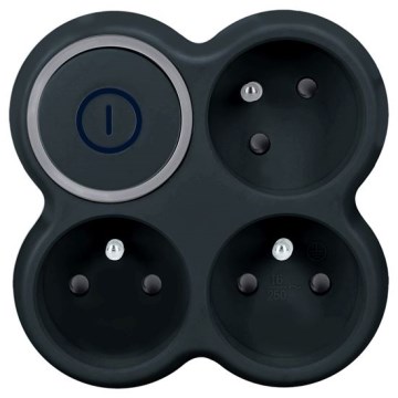 Steckdosenleiste mit Schalter, 3 × 10 A, schwarz