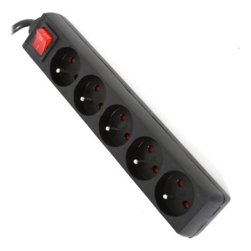 Steckdosenleiste mit Schalter 5Z Typ E 1,5m schwarz