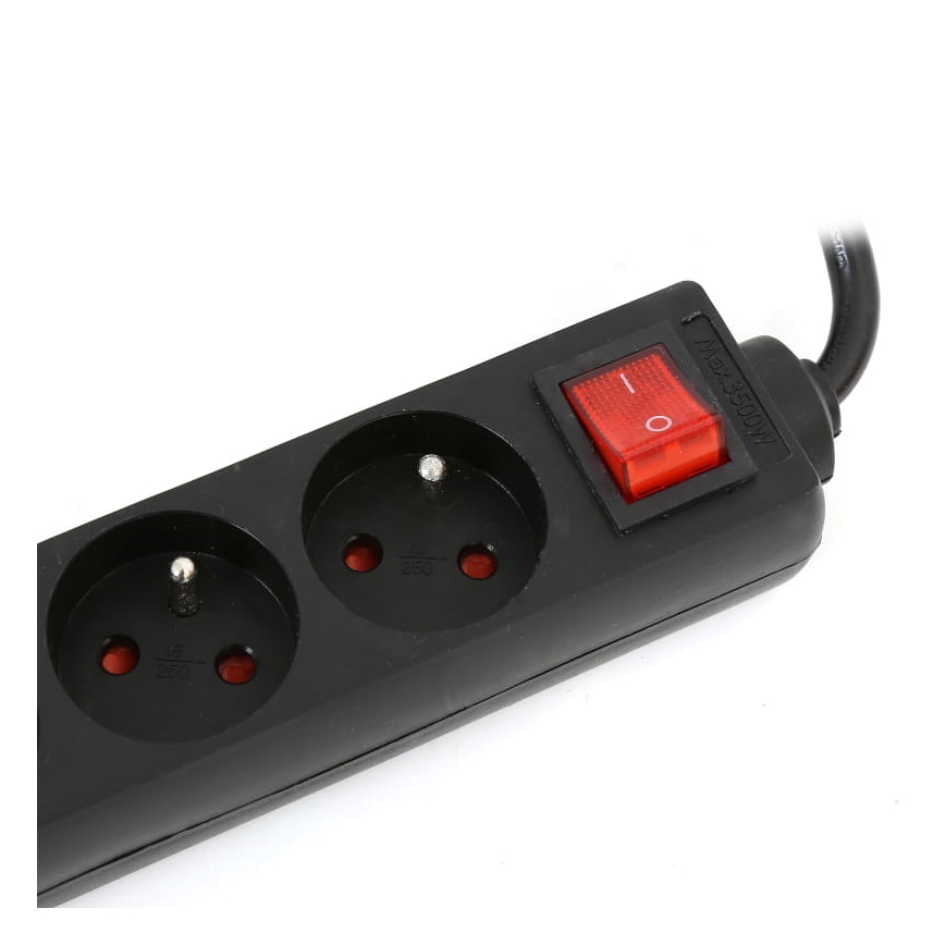 Steckdosenleiste mit Schalter 5Z Typ E 1,5m schwarz