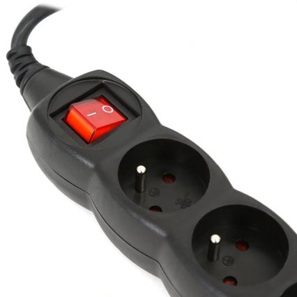 Steckdosenleiste mit Schalter 5Z Typ E 3m schwarz