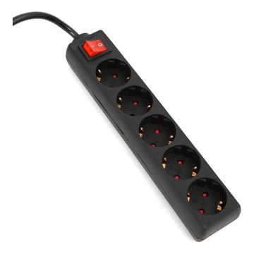 Steckdosenleiste mit Schalter 5Z Typ F 3m schwarz