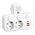 Steckdosenleiste mit Schalter und LED-Beleuchtung LINEA PRO, 2x SCHUKO-Steckdosen + 3x USB (A/C), 4000 K, weiß