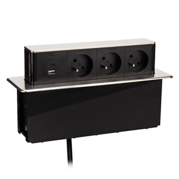 Steckdosensäule für Tischplatte 3x230V + USB-A + USB-C