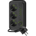 Steckdosenverteiler mit Schalter LINEA 3x230V + 5xUSB A/C 1,5 m SCHUKO schwarz