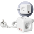 Steckdosenwürfel mit Schalter LINEA 3x230V + 4xUSB A/C weiß