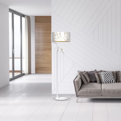 Stehlampe ZIGGY 1xE27/40W/230V + 1xGU10/MR11/7W Weiß/Gold