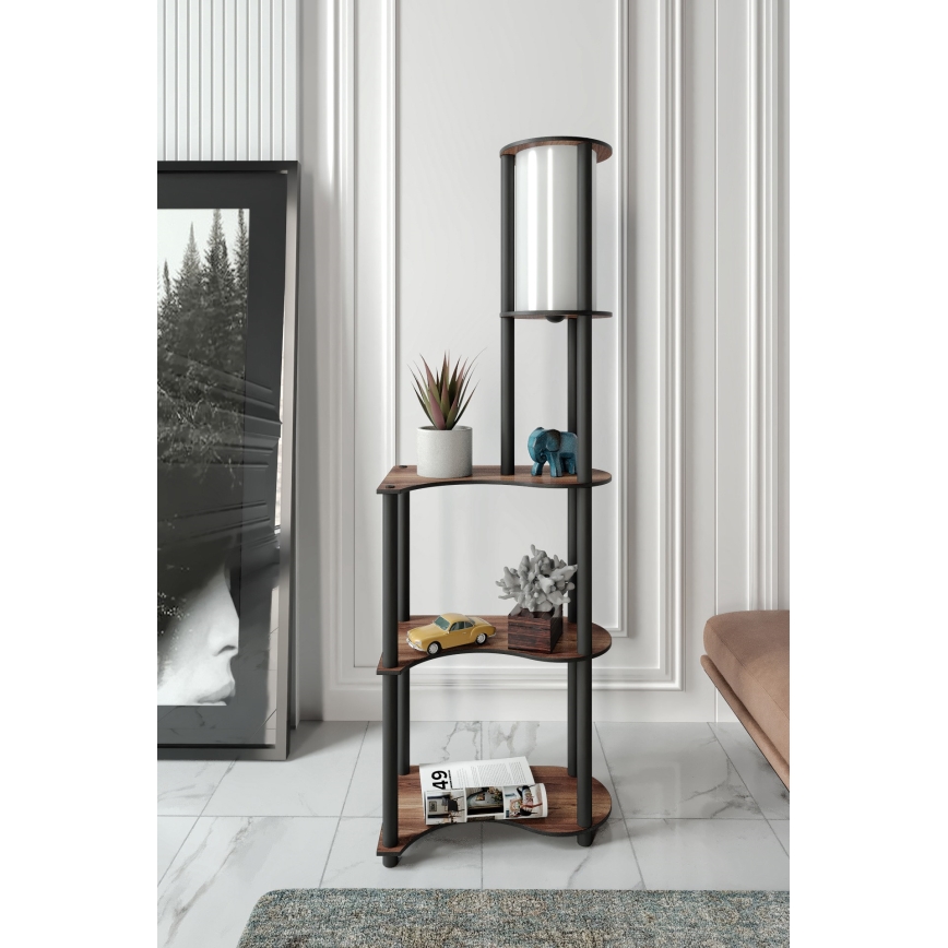 Stehleuchte mit Ablagen 1xE27/40W/230V 140 cm schwarz/braun