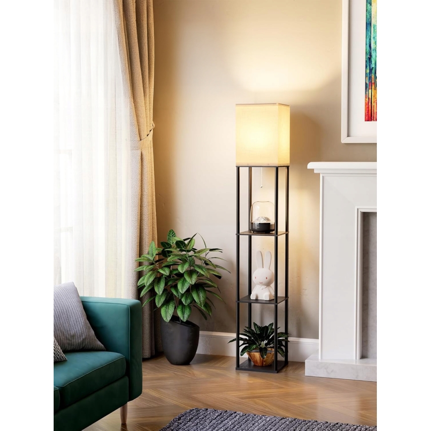 Stehleuchte mit Ablagen 1xE27/40W/230V schwarz/weiß