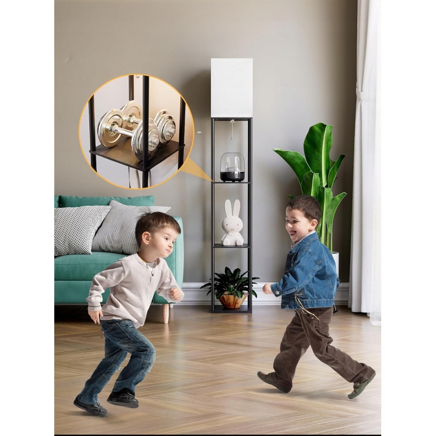 Stehleuchte mit Ablagen 1xE27/40W/230V schwarz/weiß