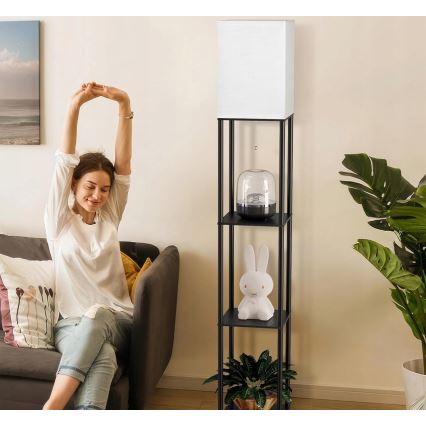 Stehleuchte mit Ablagen 1xE27/40W/230V schwarz/weiß