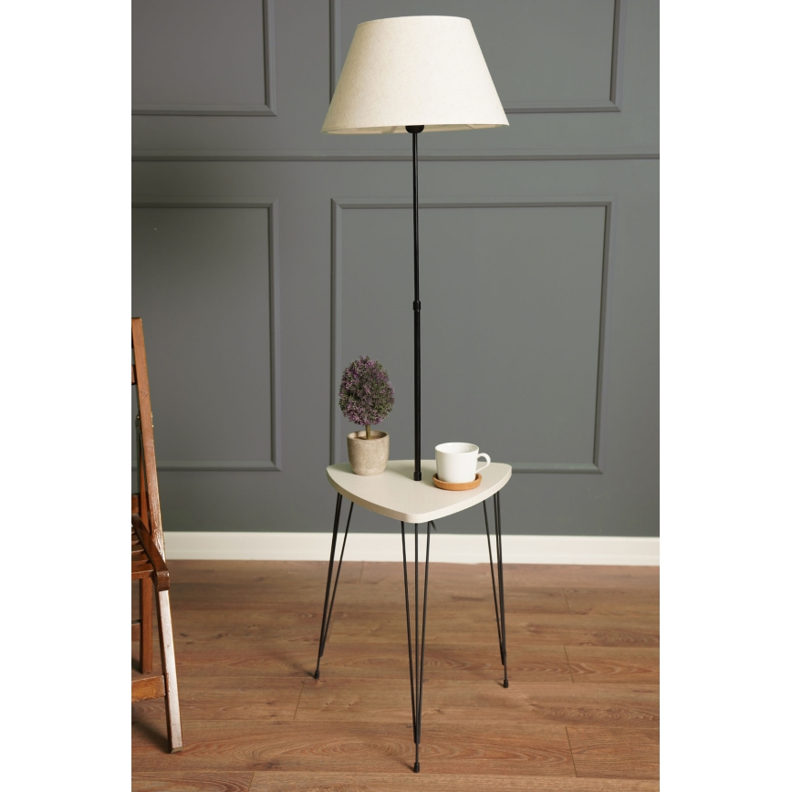 Stehleuchte mit Tisch 1xE27/40W/230V schwarz/cremefarben