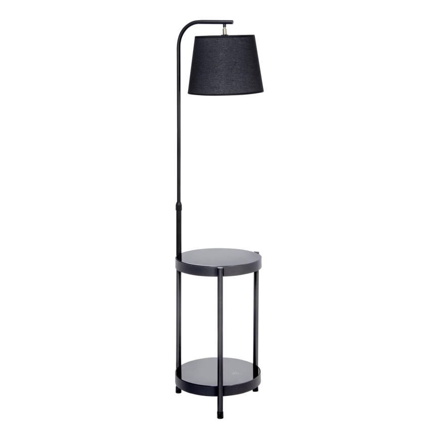 Stehleuchte mit Tisch 1xE27/60W/230V USB schwarz